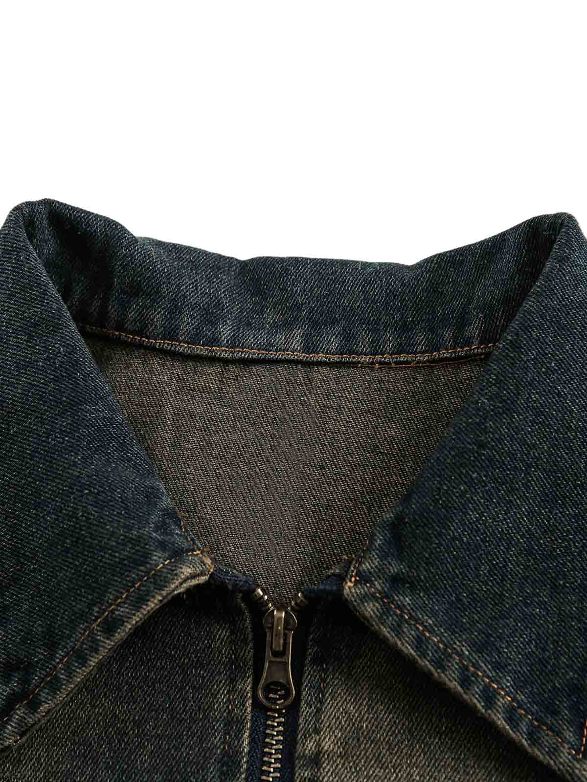 Jaqueta Pavtros Washed Distressed Multi-Pocket Denim - foto 3
