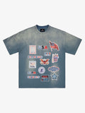 Washed Vintage Sticker Print T-Shirt