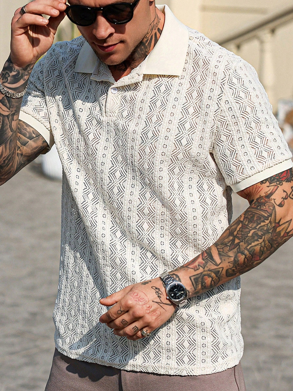 Camisa Polo Pavtros Casual Geométrica Confort