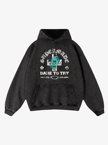 Moletom Pavtros Letter Graphic Washed Distressed