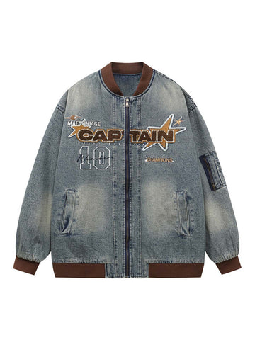 Jaqueta Pavtros Studios Captain Denim Bomber Jacket — Foto 1