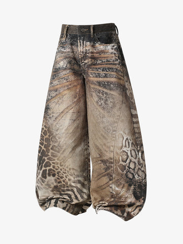 Calça Pavtros Distressed Animal Pattern 3d