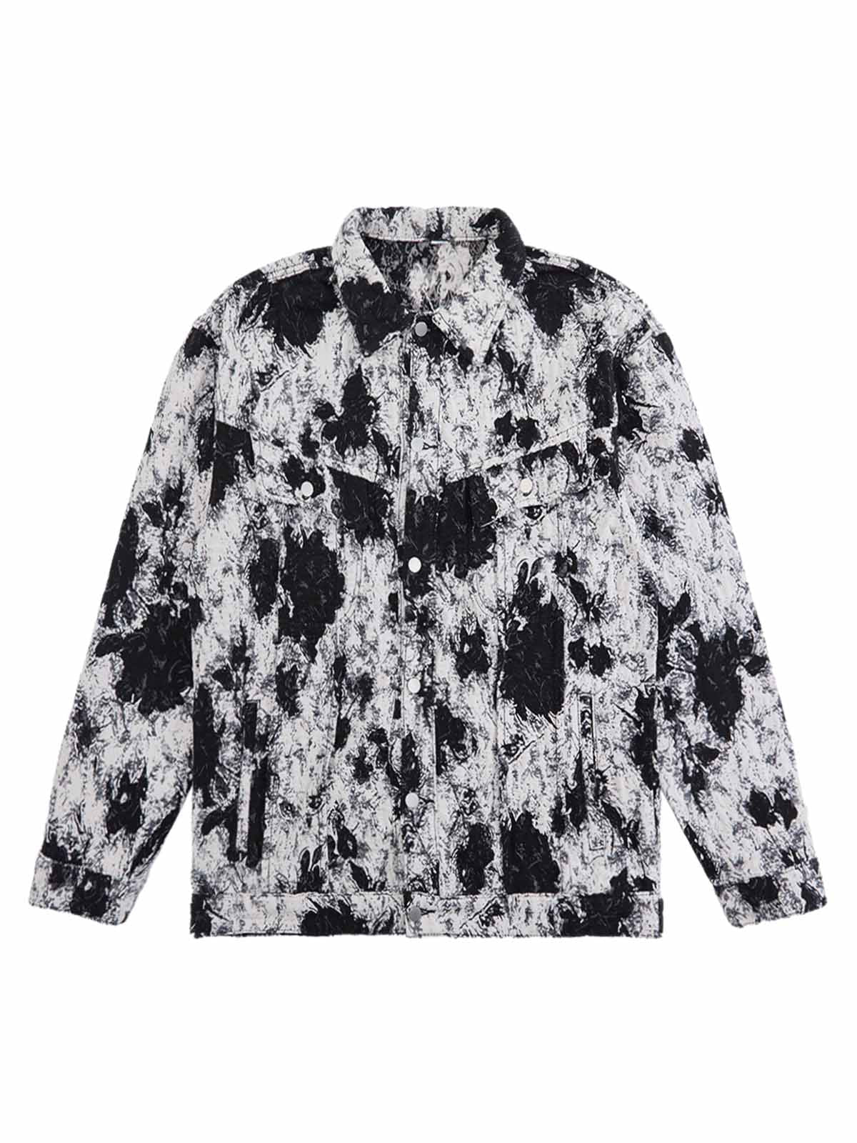 Jaqueta Pavtros Black And White Contrast Floral Denim - foto 1
