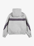 Striped Patchwork Boxy Fit Zip-Up Hoodie