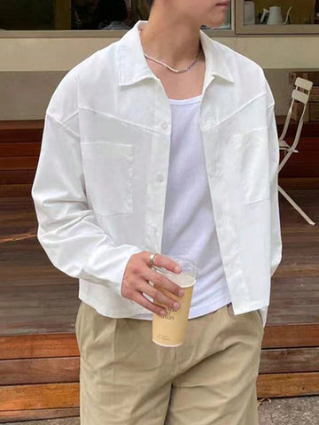 Camisa Pavtros Homme Longa de Manga Comprida Coreana