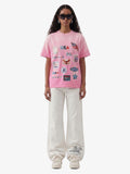 Washed Vintage Sticker Print T-Shirt