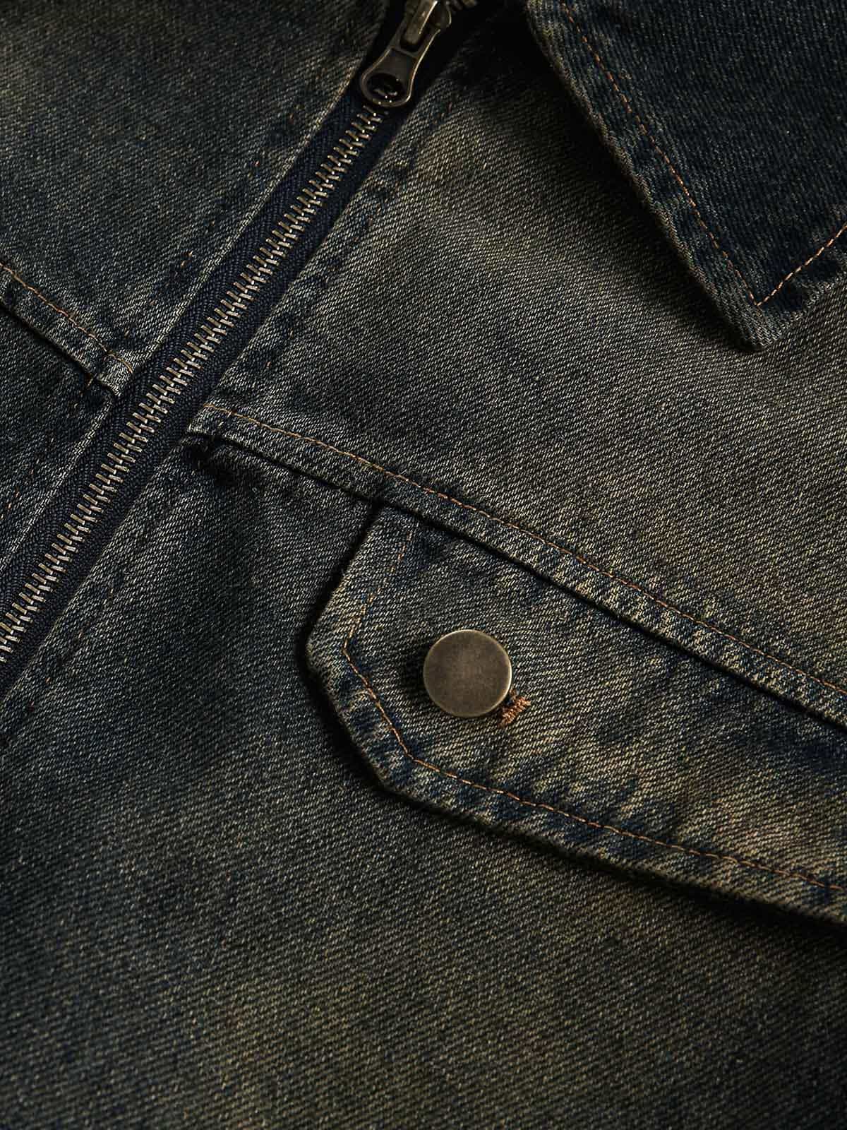 Jaqueta Pavtros Washed Distressed Multi-Pocket Denim - foto 4