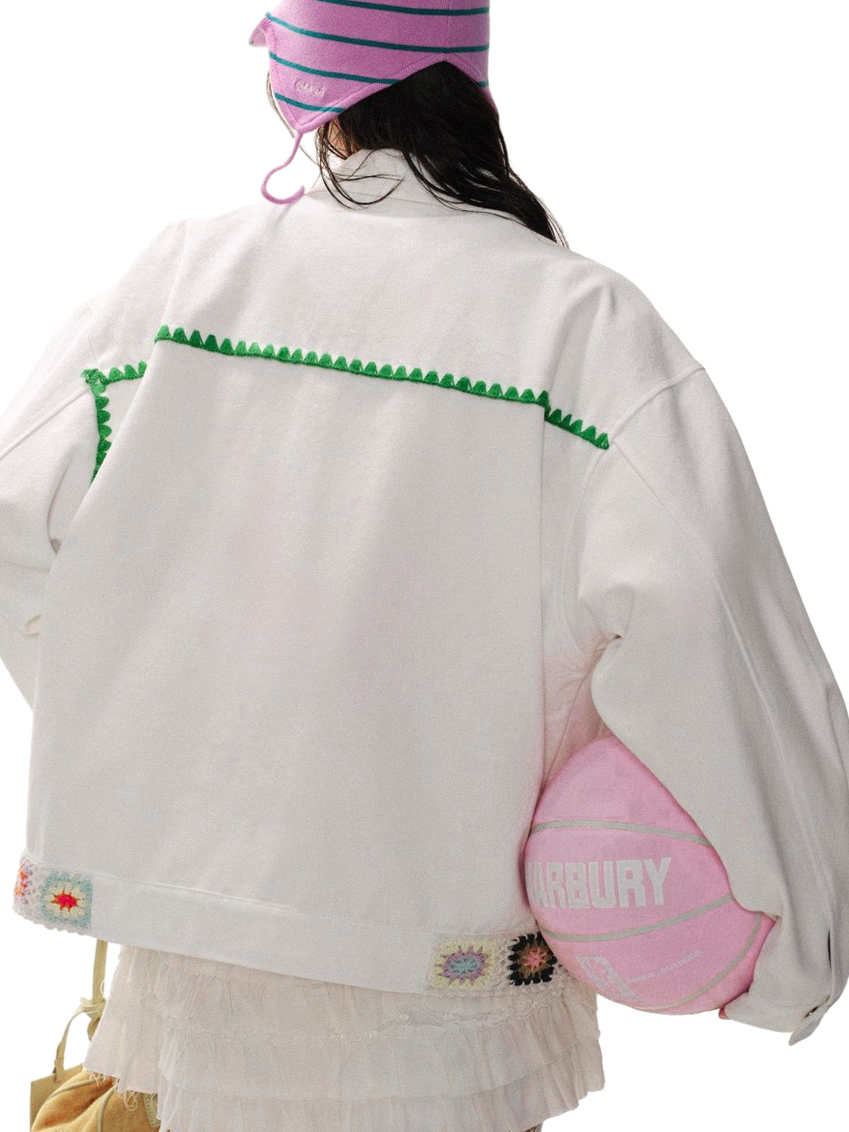 Jaqueta Pavtros Studios Crochet Patch Denim Jacket — Foto 3