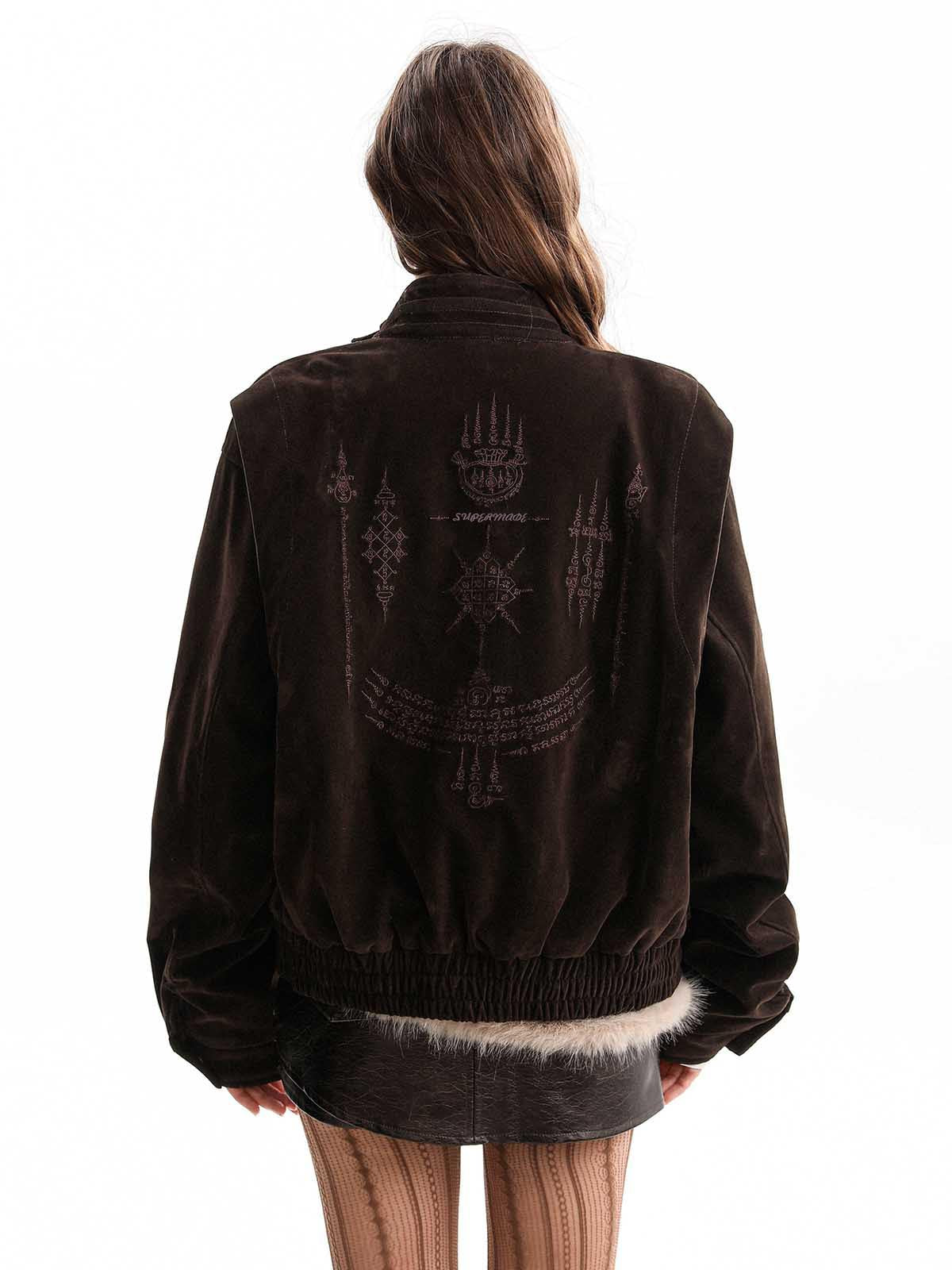 Jaqueta Pavtros Suede Embroidered Metal Clip