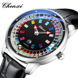 CHENXI 6362 Moda Masculina Relógio De Quartzo Único Colorido Gem Ring Dial Business Casual Dress Gift
