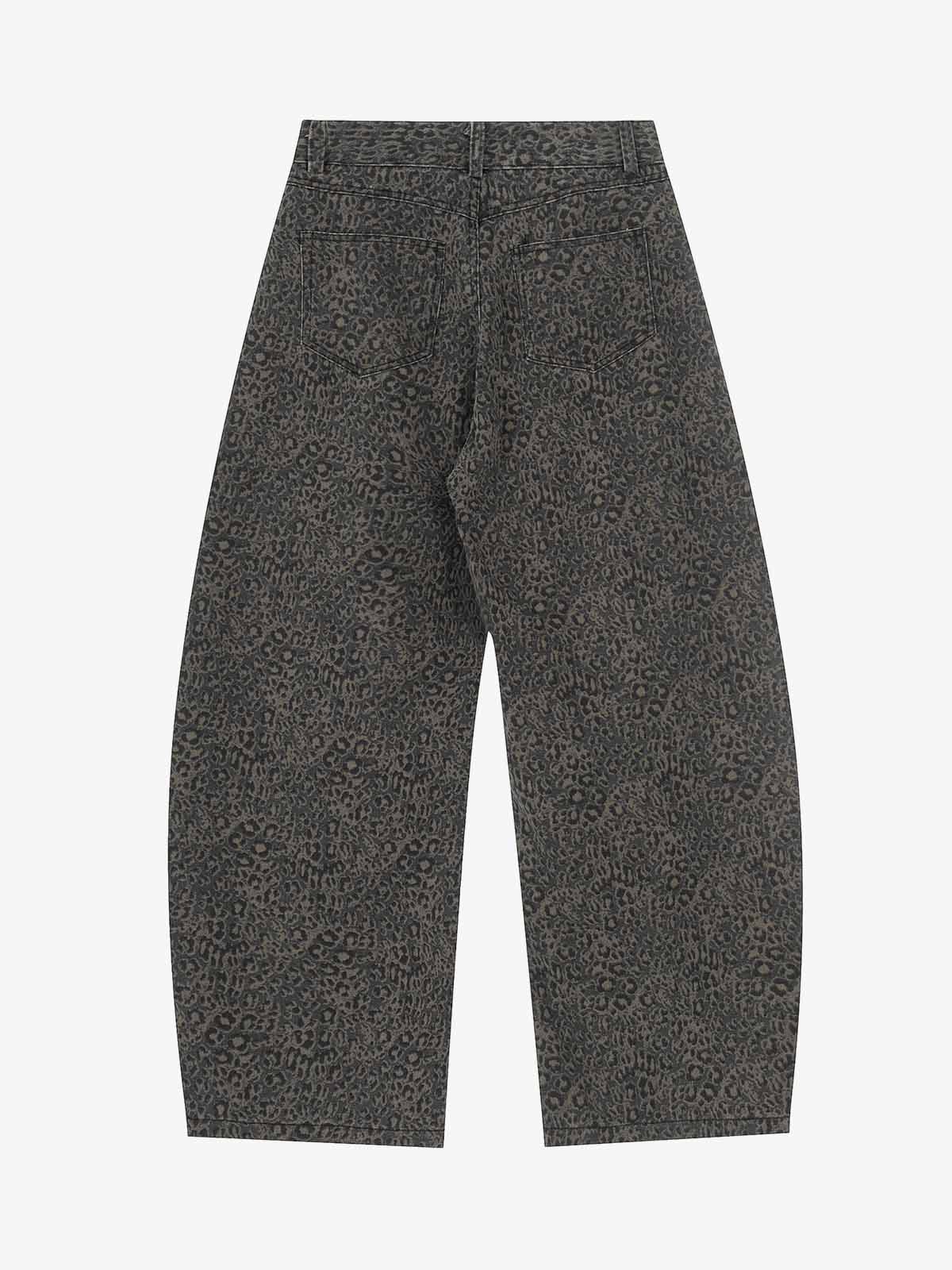 Calça Pavtros Leopard Pleated Wide Leg