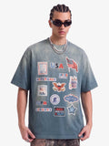 Washed Vintage Sticker Print T-Shirt