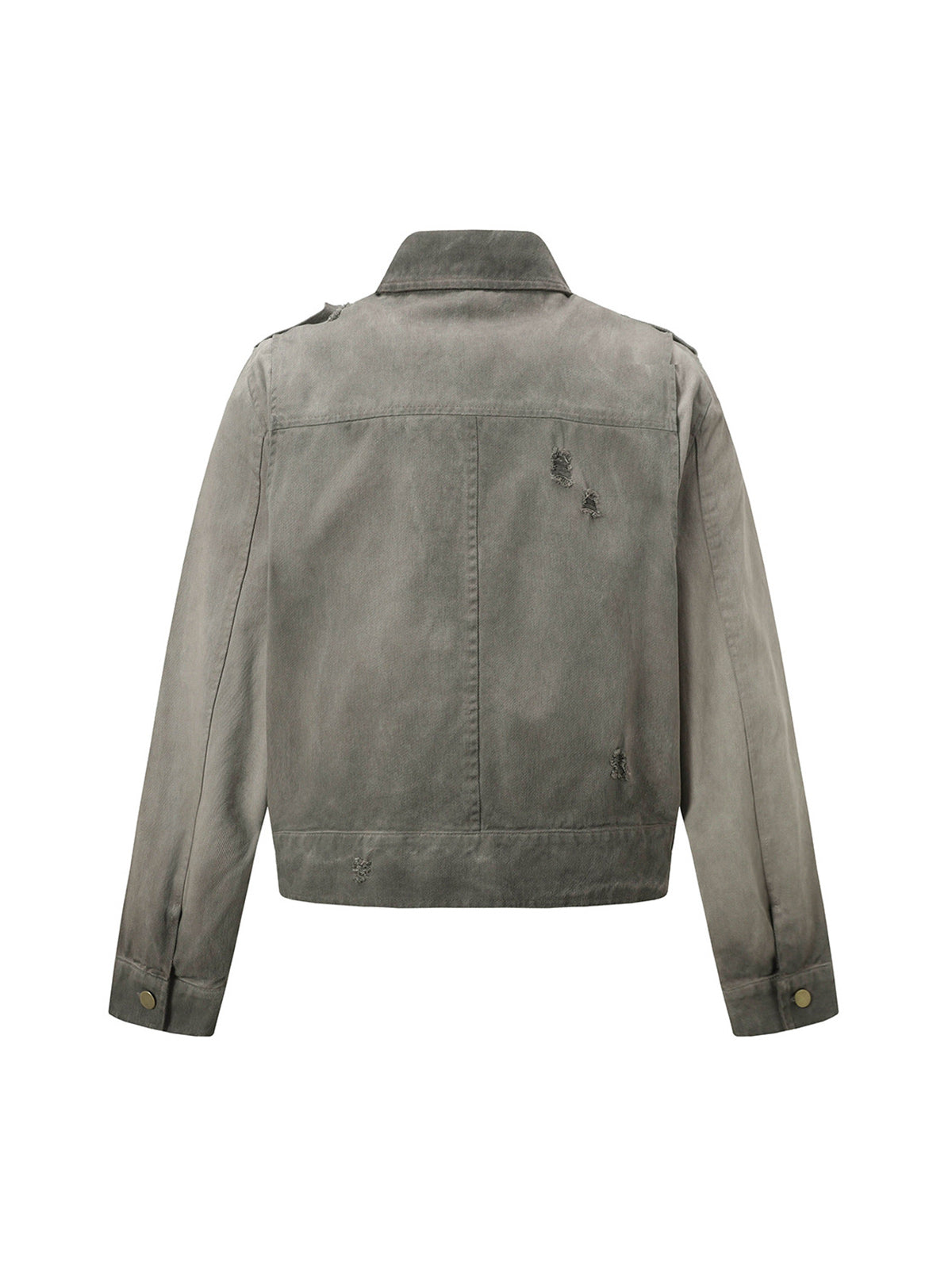 Jaqueta Pavtros Distressed Irregular Zip Up Denim Jacket - foto 3