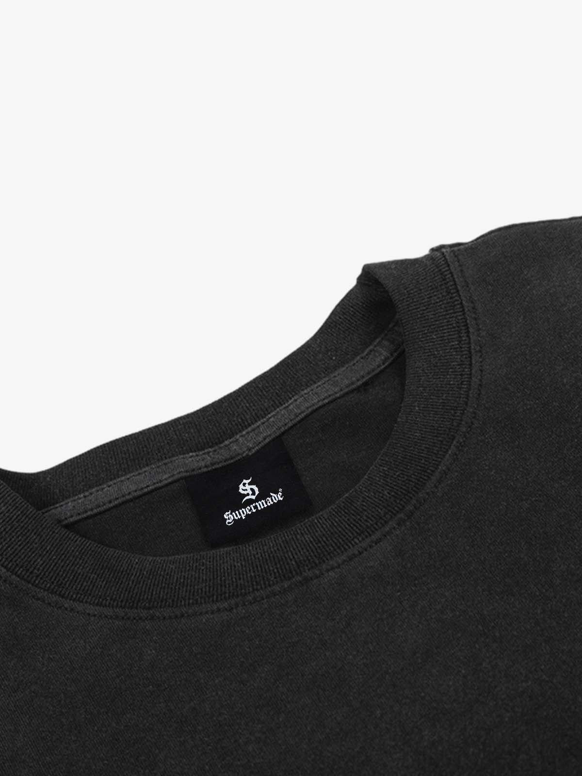 Camiseta Pavtros Flag Washed Black Oversized
