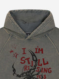 Logo Lightning Graphic Washed Distressed Hoodie
