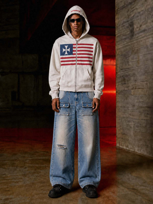 Moletom Pavtros Supermade Flag Iron Cross Zip-Up
