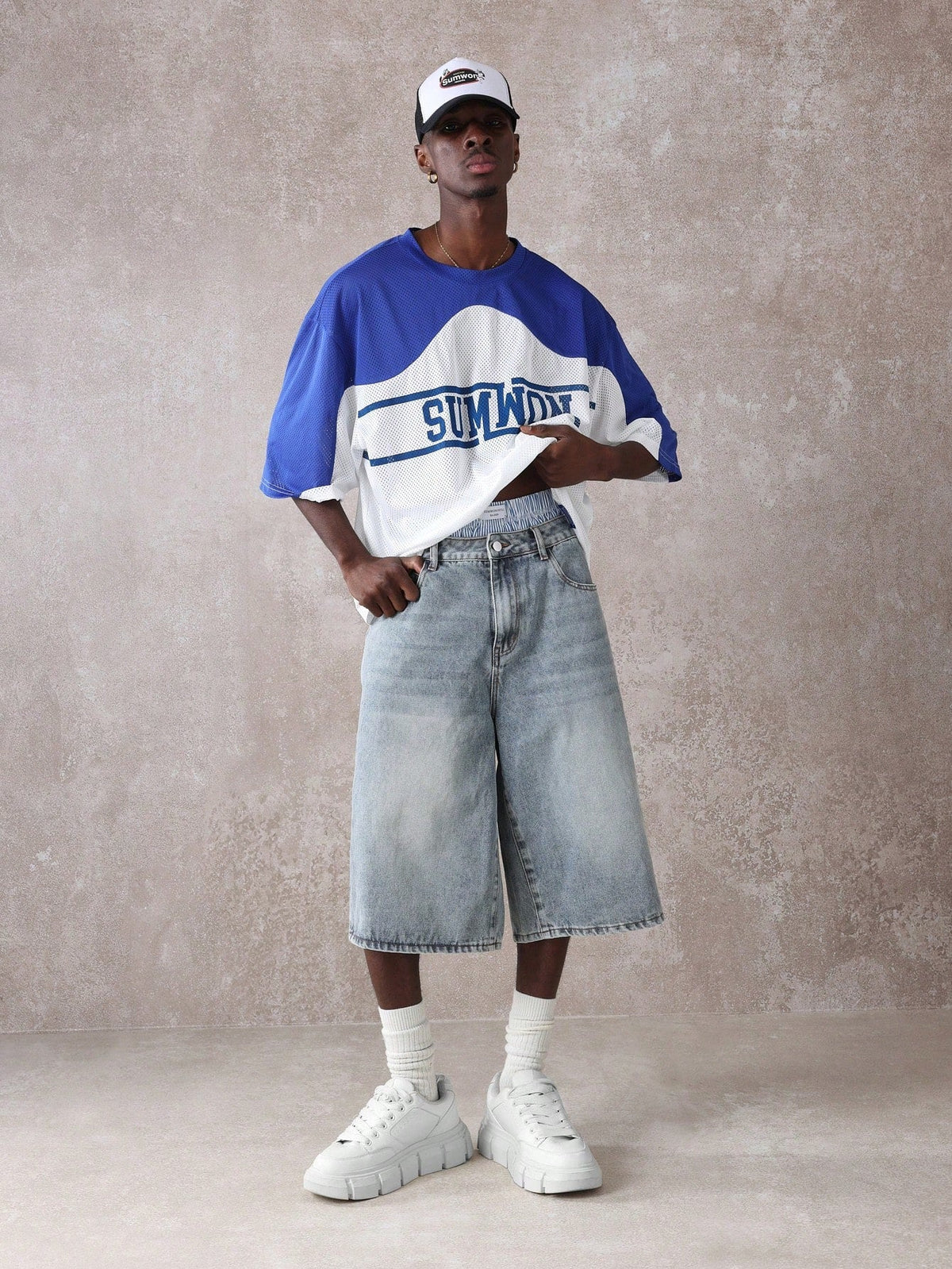 Short Pavtros Denim Oversized Perna Larga - foto 1