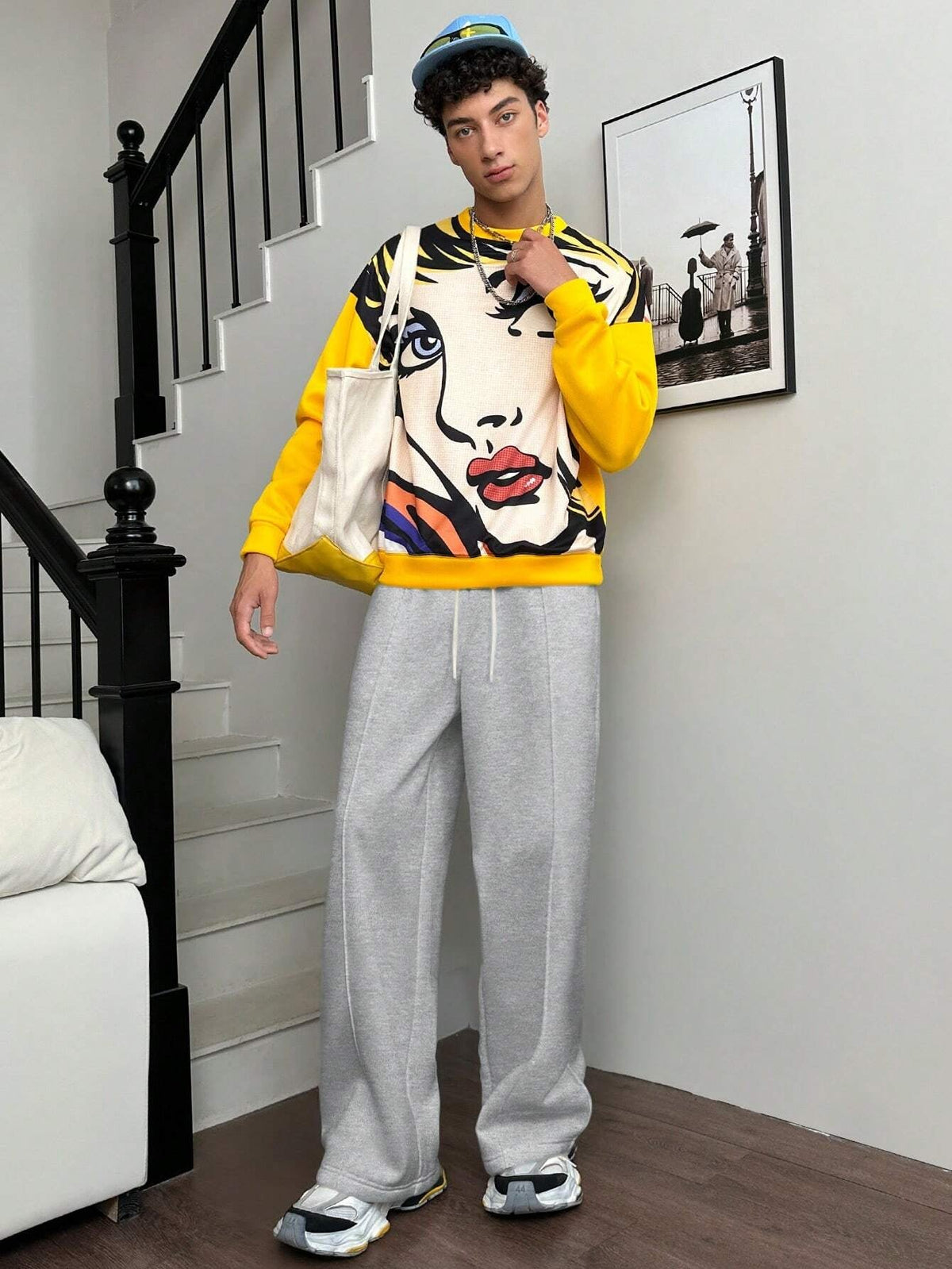Calça Pavtros Vintage Oversized Malha Estilo Y2K