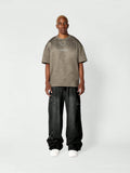 Calça Denim Solto com Aplicação Stars