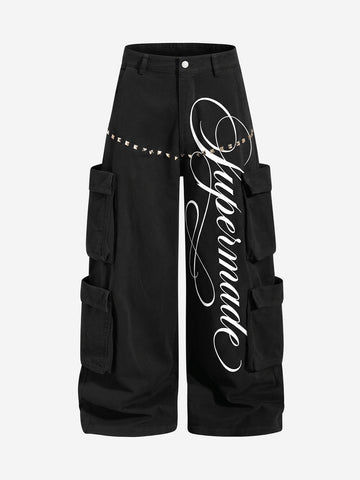 Calça Pavtros Embroidered Studded Multi Pocket