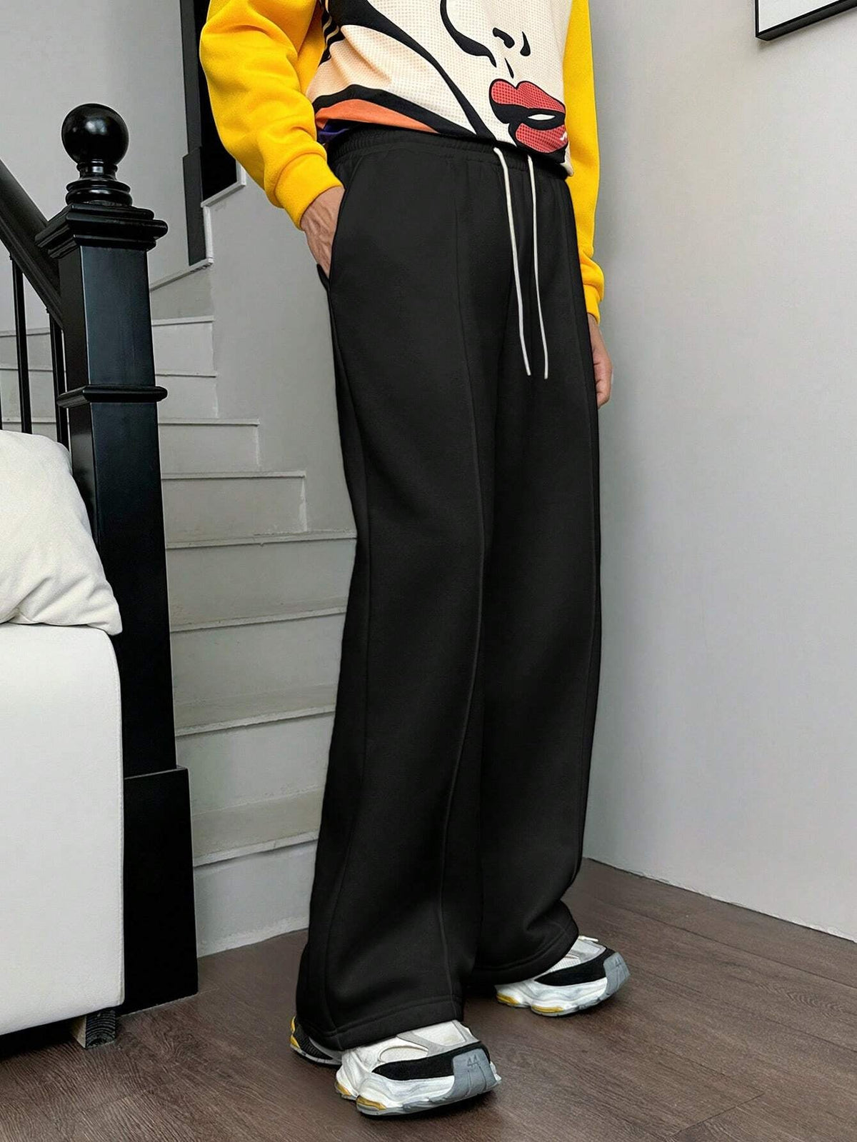 Calça Pavtros Vintage Oversized Malha Estilo Y2K