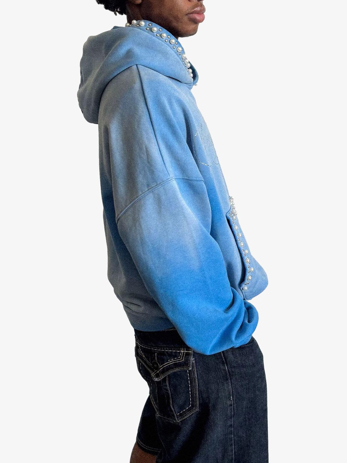 Moletom Pavtros Gradient Washed Distressed Rhinestone