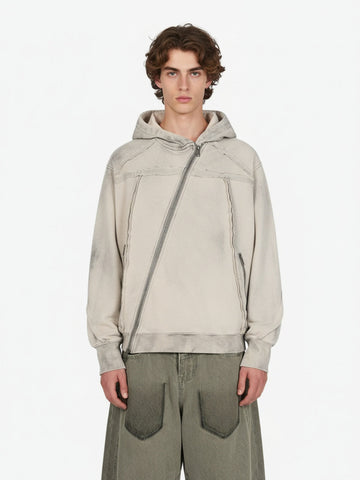 Moletom Pavtros Asymmetric Zip Washed Hoodie