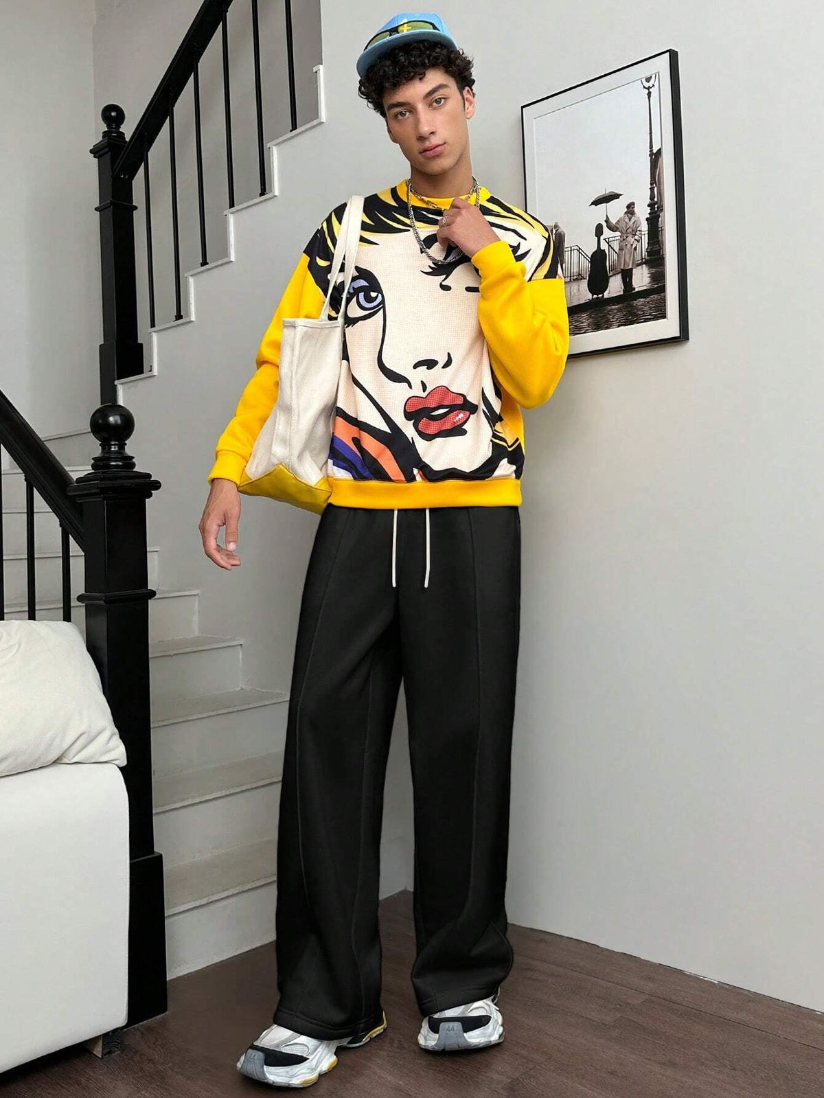 Calça Pavtros Vintage Oversized Malha Estilo Y2K