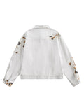 Jaqueta Thesupermade American Retro Lace Patchwork Denim