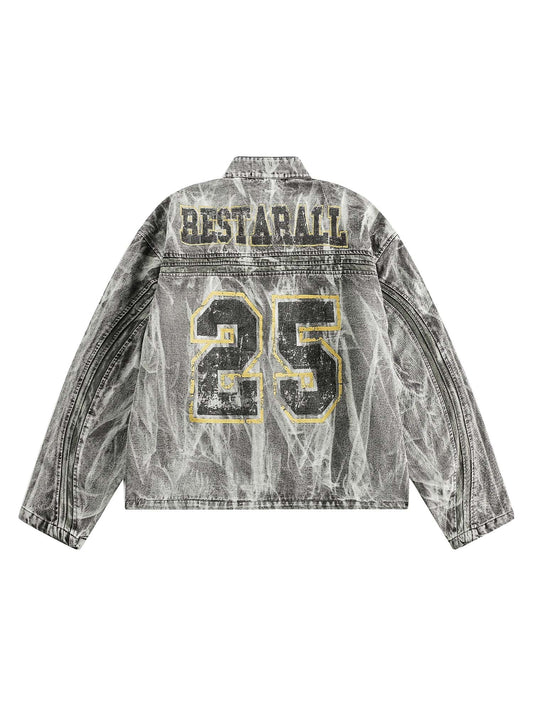 Jaqueta Thesupermade Hip-hop Distressed Washed Printed Denim - 2239