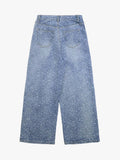 Calça Ink Splashed Hotfix Rhinestone Baggy Jeans