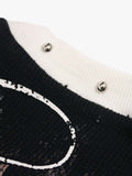 Gothic Cross Print Studded Collar Waffle Knit Graphic T-Shirt