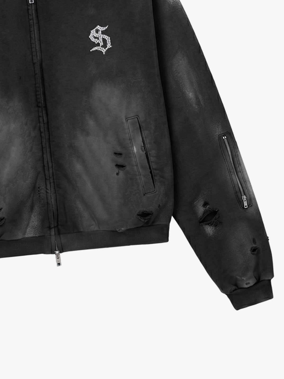 Moletom Pavtros Rhinestone Graphic Garment Washed