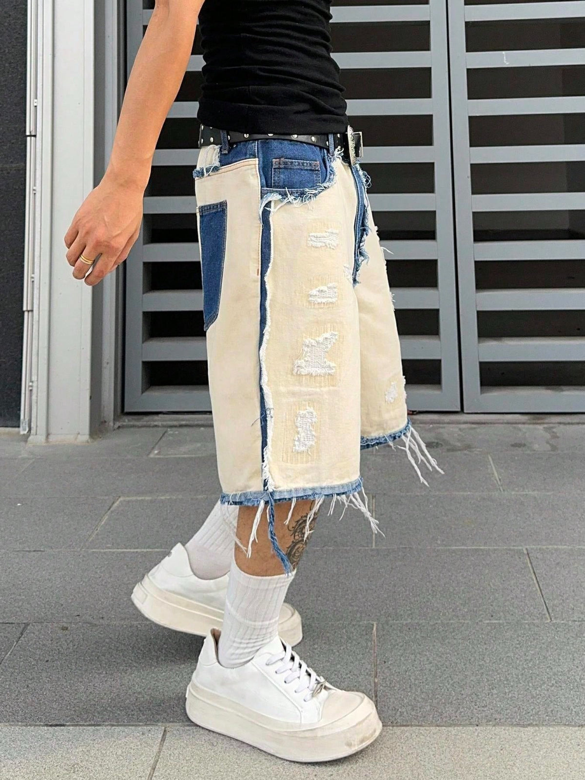 Short Pavtros Denim Bege Punk Jeans - foto 7