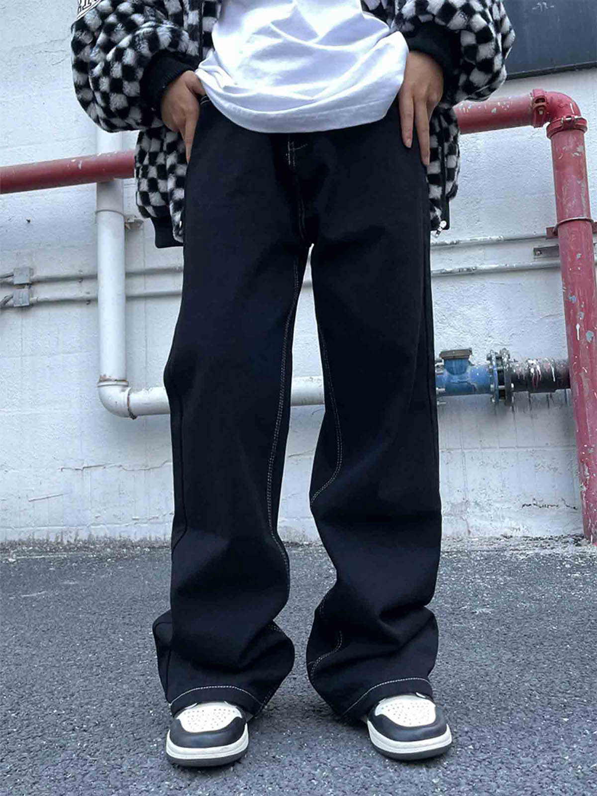 Calça Pavtros Solid Color Casual Jeans Red