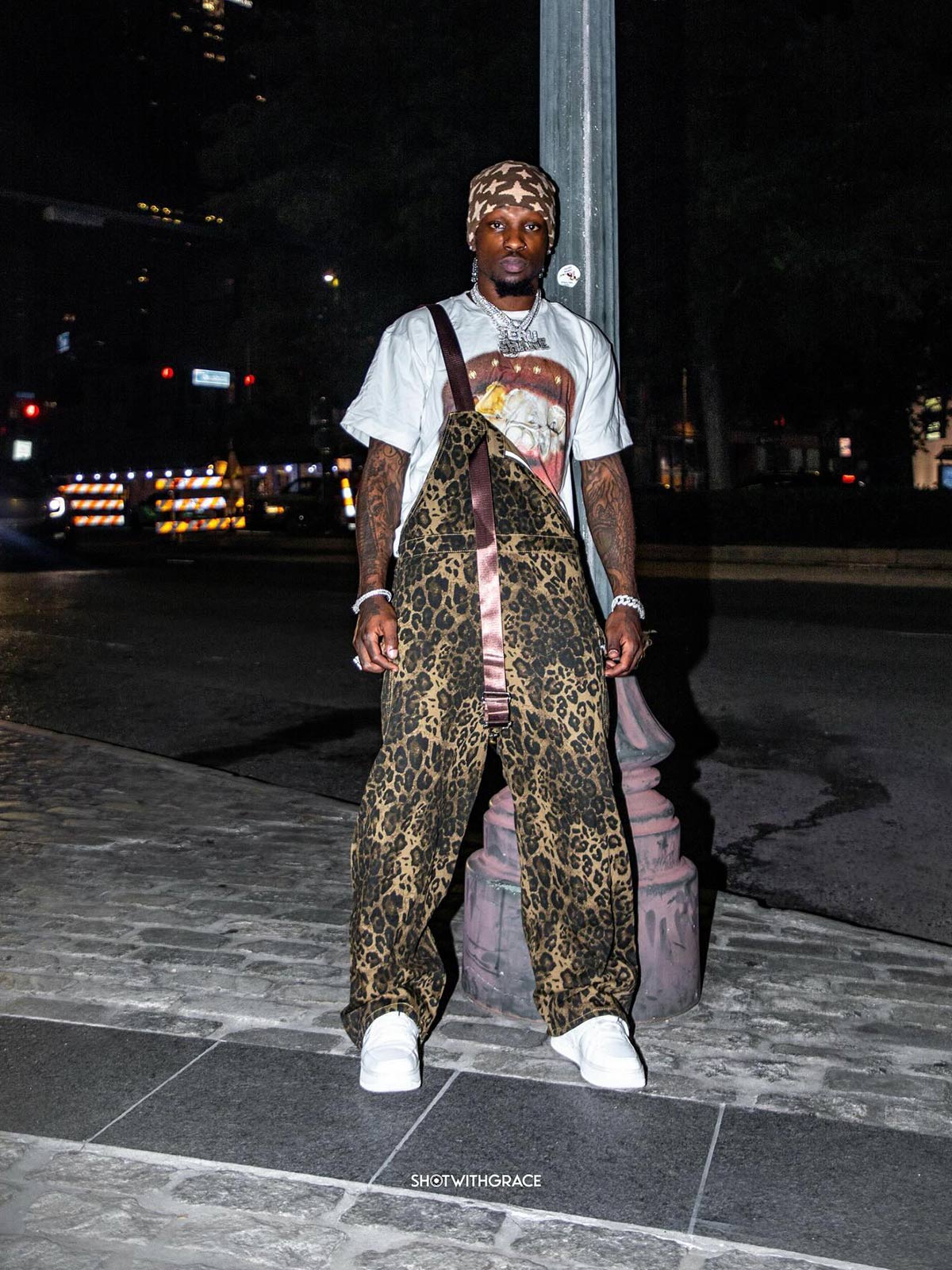 Calça Pavtros Leopard Print Street Style Workwear - foto 1