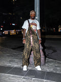 Macacão Leopard Print Street Style Workwear