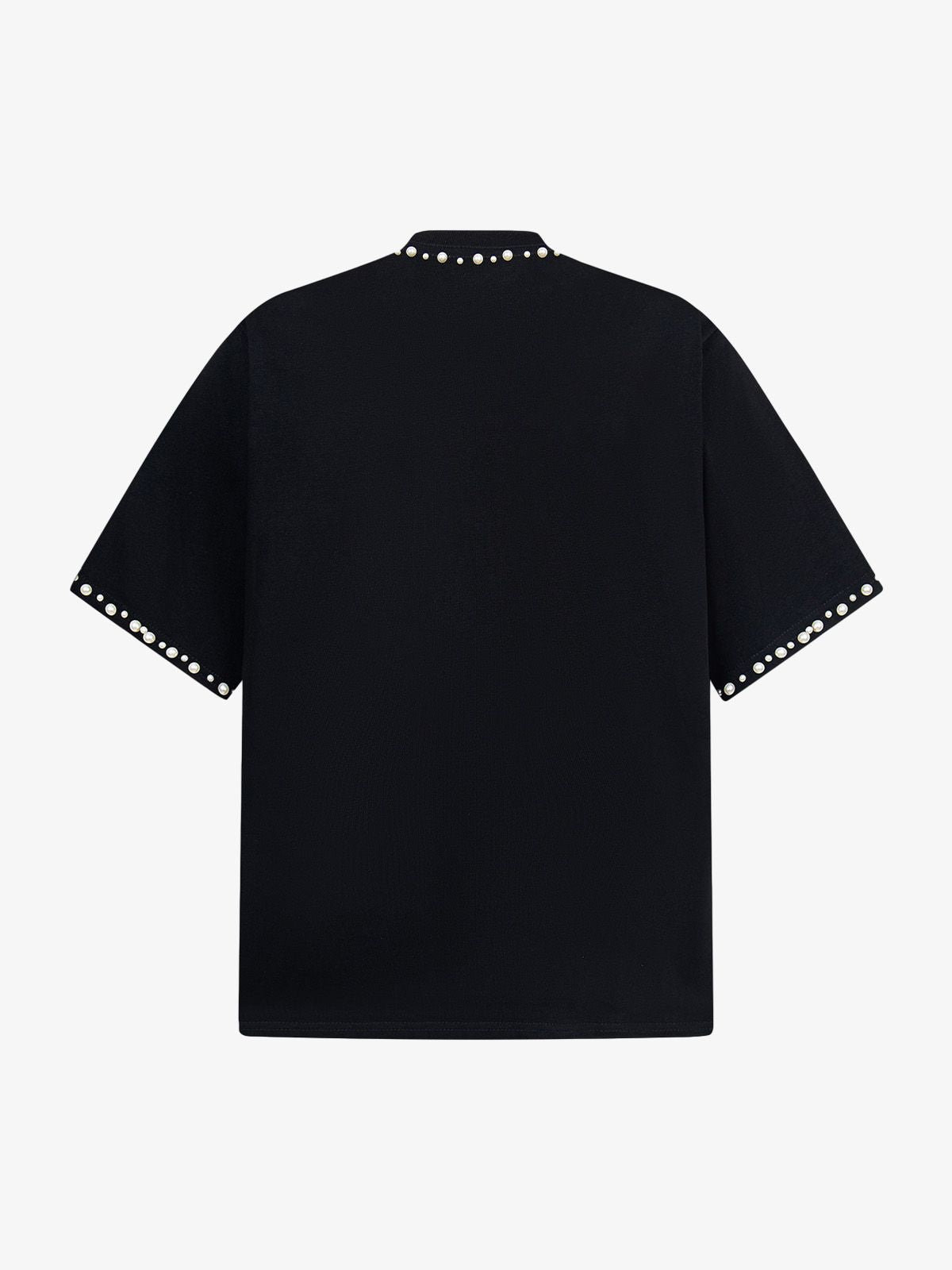 Camiseta Pavtros Elegant Pearl-Embellished Oversized