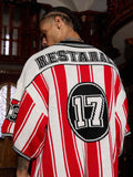 Thesupermade Vintage Striped Baseball Short-sleeved Knit Sweater - 2249