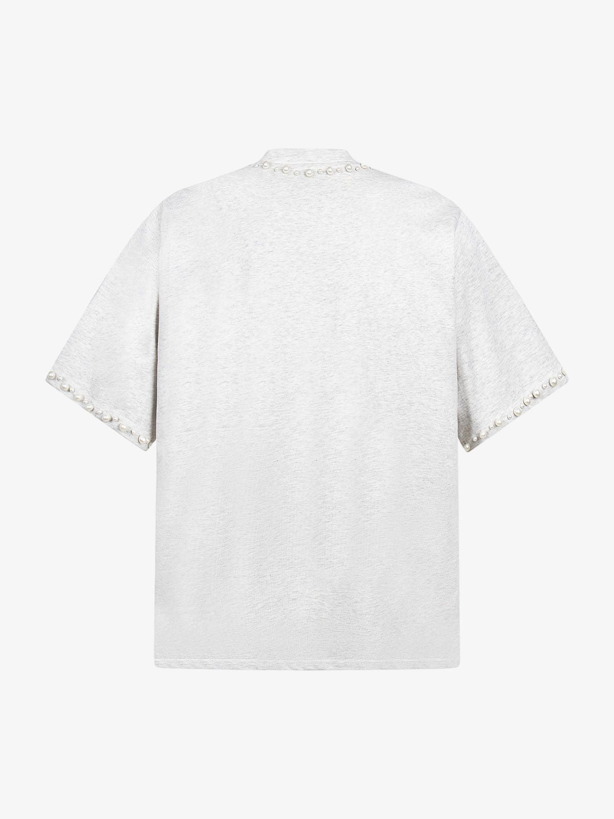 Camiseta Pavtros Elegant Pearl-Embellished Oversized