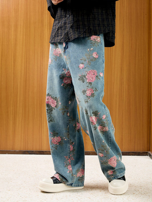 Calça Floral Rose Straight