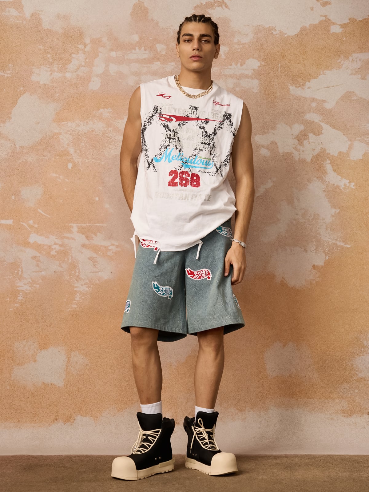 Camiseta Pavtros Retro Tattered Print Vest - foto 6