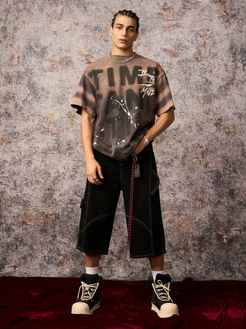 Camiseta Pavtros Oversized Ink Splash Letter