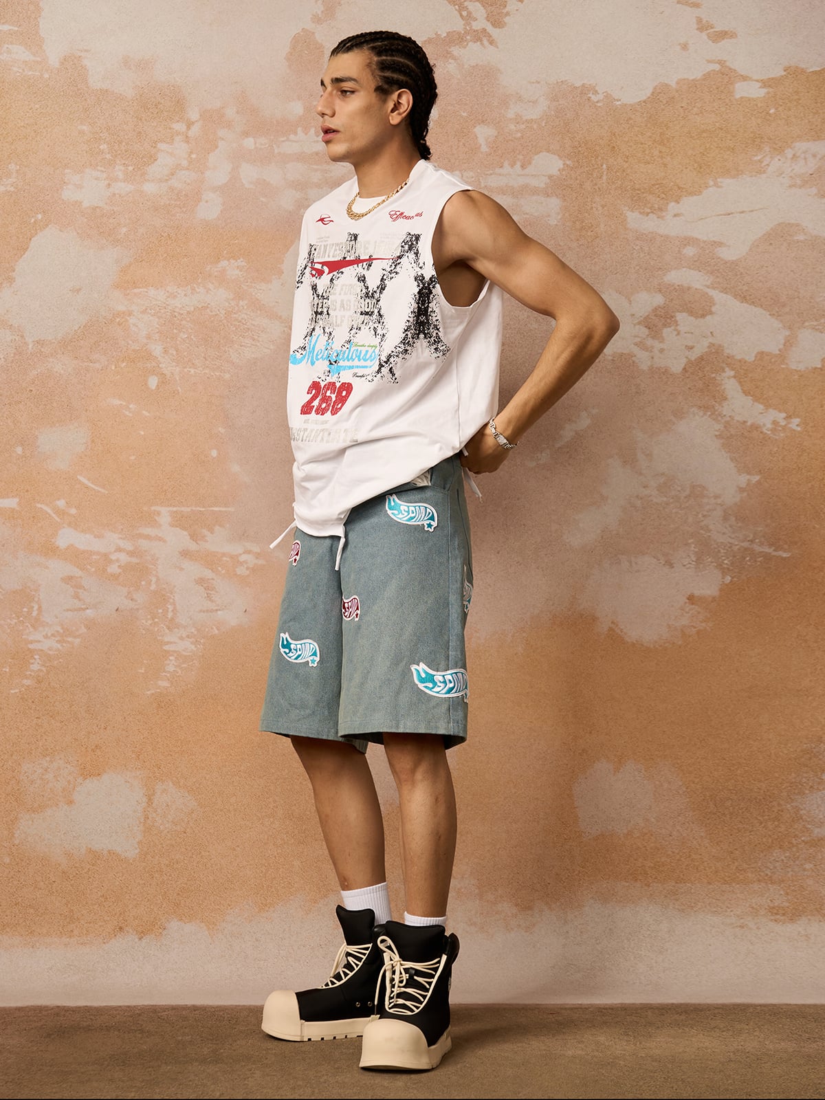 Camiseta Pavtros Retro Tattered Print Vest - foto 7