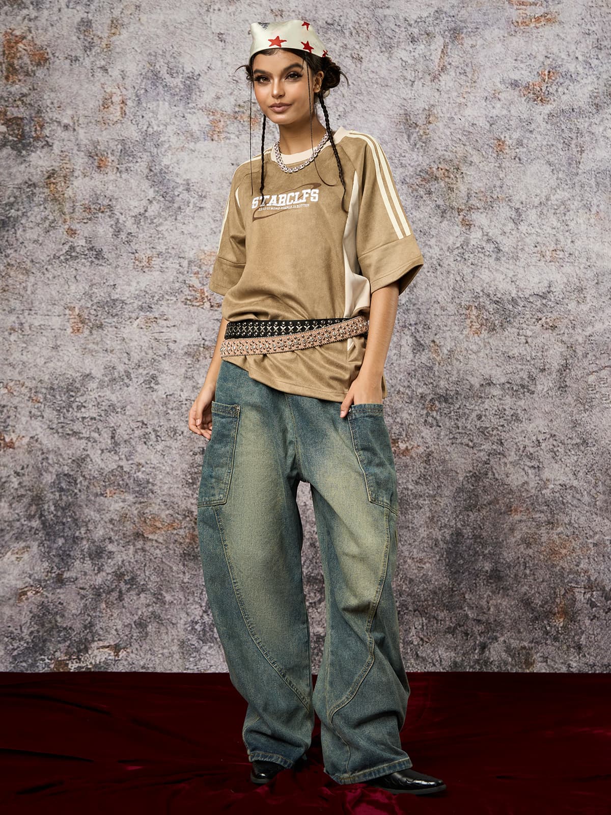 Camiseta Pavtros Suede Contrast Spliced Oversize - foto 9