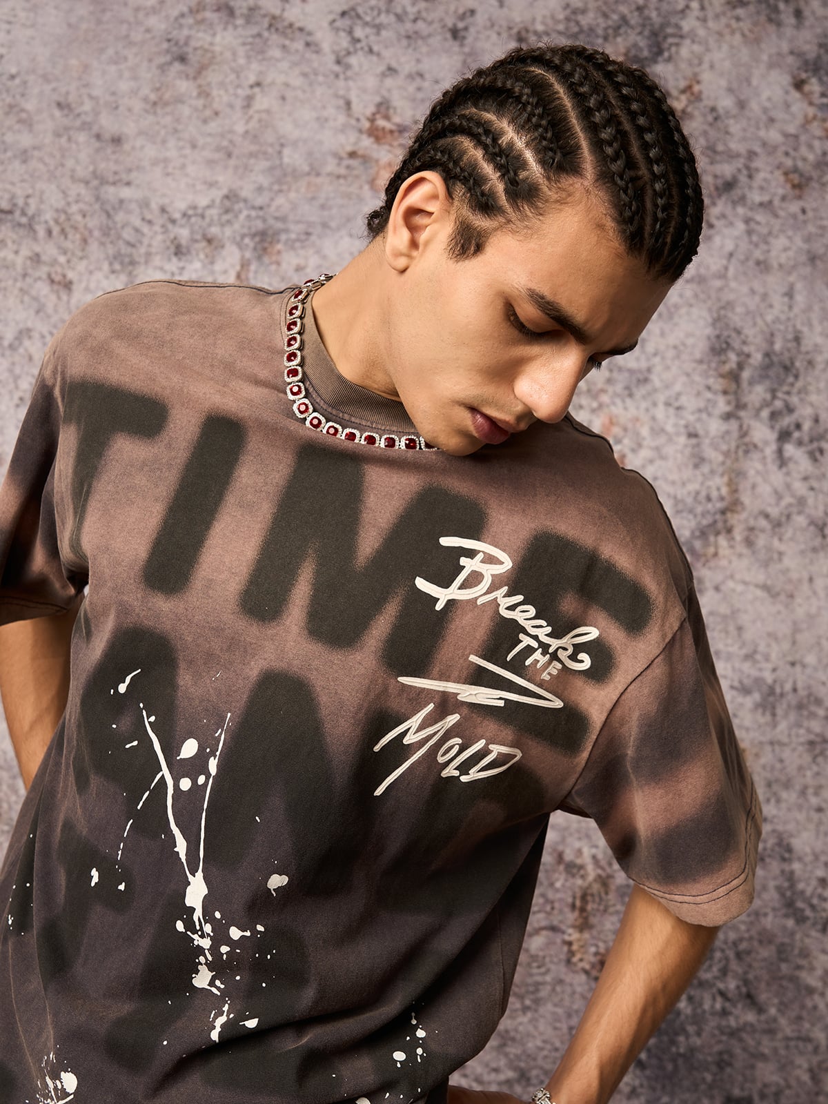 Camiseta Pavtros Oversized Ink Splash Letter