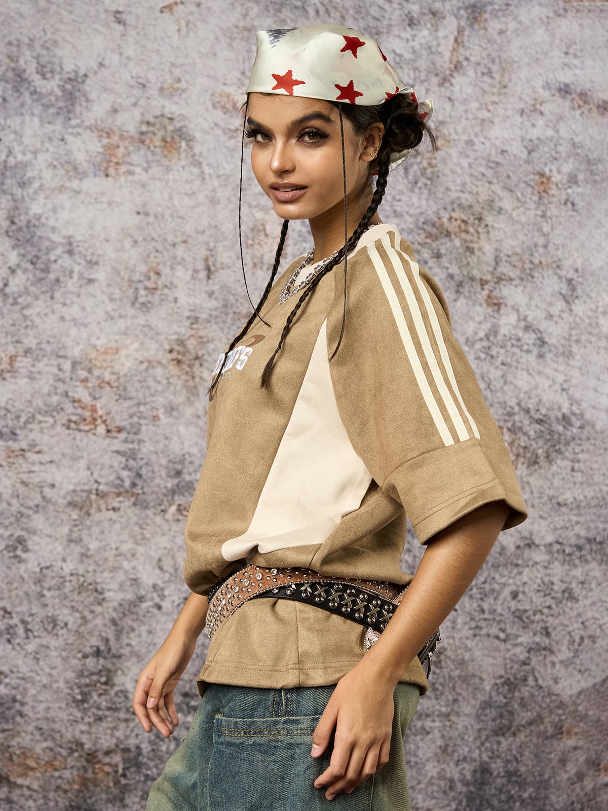 Camiseta Pavtros Suede Contrast Spliced Oversize - foto 4
