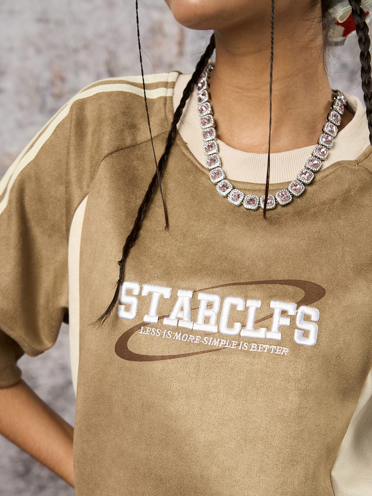 Camiseta Pavtros Suede Contrast Spliced Oversize - foto 8