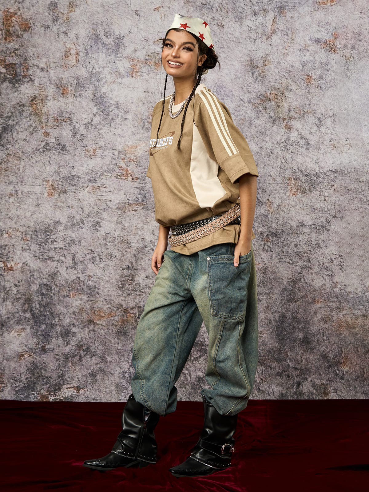 Camiseta Pavtros Suede Contrast Spliced Oversize - foto 10