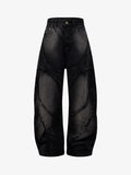 Calça Washed Distressed Raw Edge Barrel Jeans